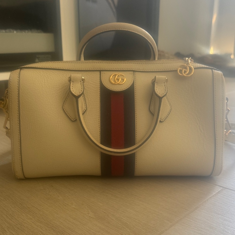 Gucci Cream and Red Satchel. Excellent condition. Like new